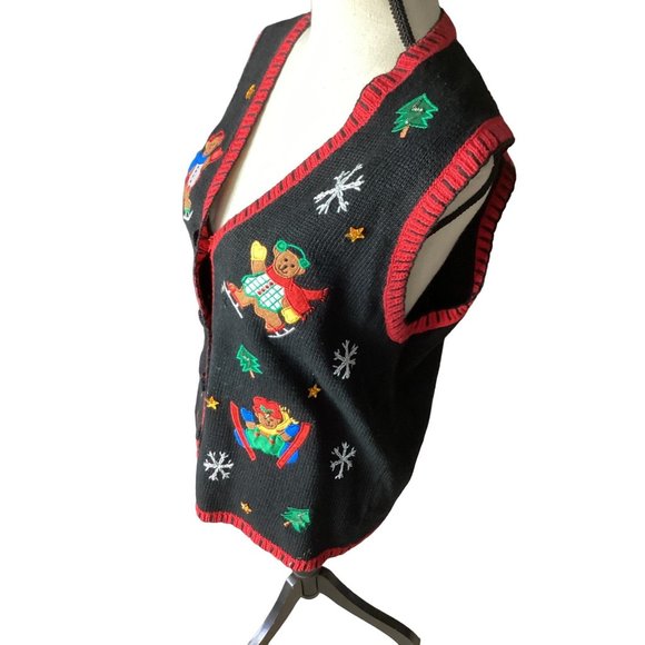 Womens Nutcracker Ugly Christmas Sweater Vest * Large* Black Red *Ramie cotton - Picture 10 of 11